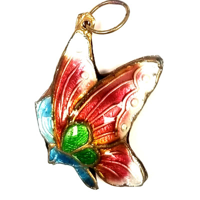 ENAMEL BUTTERFLY 21X28MM RUST RED